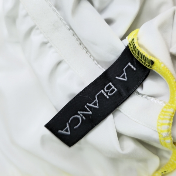 La Blanca One Piece Womens 4 6 Small Swim Yellow Floral Bathing Suit Ruched - Picture 3 of 14